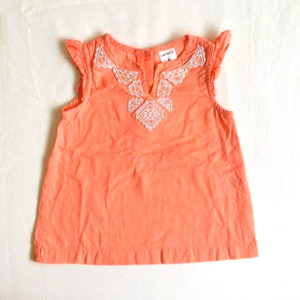 carter's peach boho embroidered cotton tunic top 6 months baby girl
